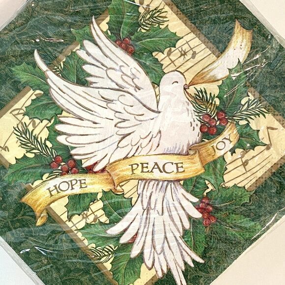 VTG NOS Pack of 16 Christmas Dove Luncheon Paper Napkins Holiday Hosting Craft - Picture 2 of 4